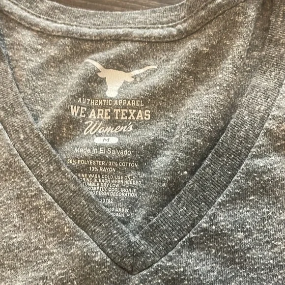 University of Texas Authentic Apparel Gray V-Neck Short Sleeve Tee, Size Medium - Picture 2 of 6
